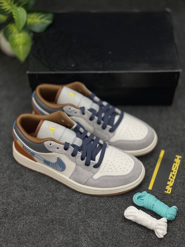 Jordan 1 Low SE Phantom Repaired Denim Swoosh (1:1)